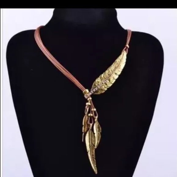 Jewelry - Bohemian Style Black Rope Chain Feather Pattern